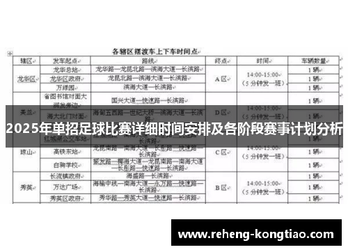 2025年单招足球比赛详细时间安排及各阶段赛事计划分析